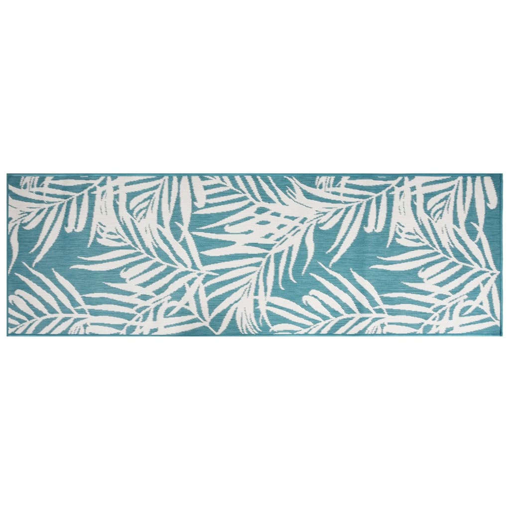 Vidaxl Alfombra al aire libre reversible 80x250 cm Aqua y blanco