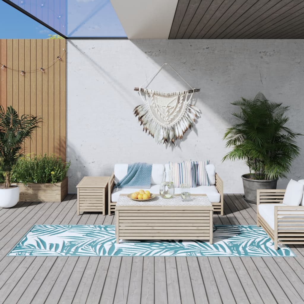 Vidaxl Alfombra al aire libre reversible 80x250 cm Aqua y blanco