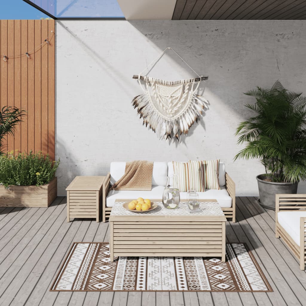 VidaXL outside rug reversible 80x150 cm brown and white