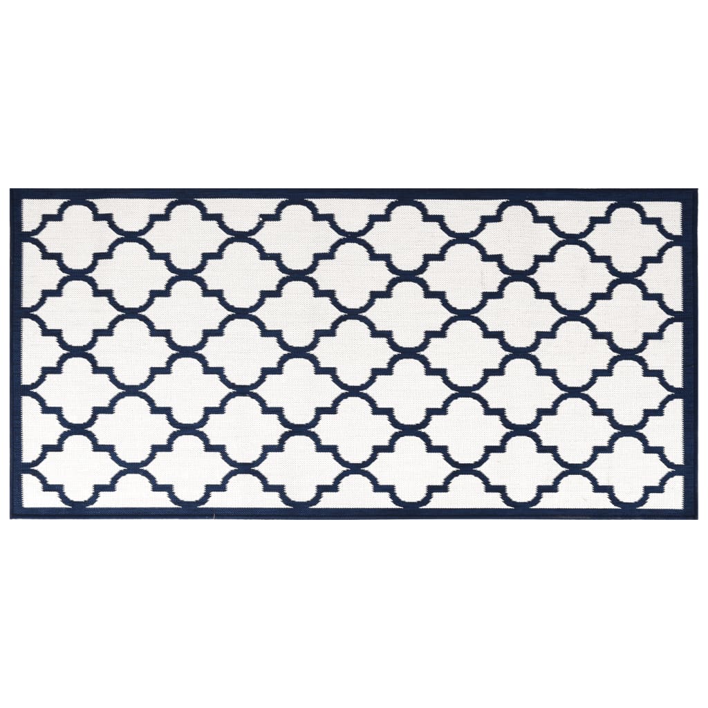 Vidaxl Alfombra al aire libre reversible 100x200 cm azul marino y blanco