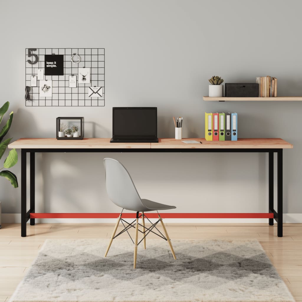 Vidaxl Workbench 220x55x81.5 cm Legno di faggio solido e metallo