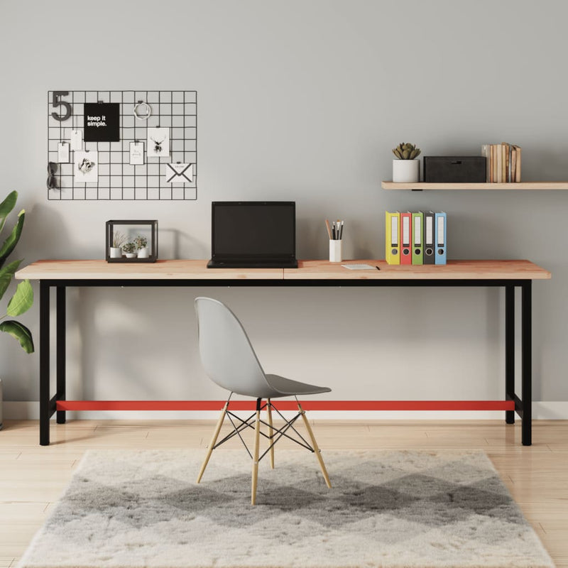 Vidaxl Workbench 220x55x81.5 cm Legno di faggio solido e metallo