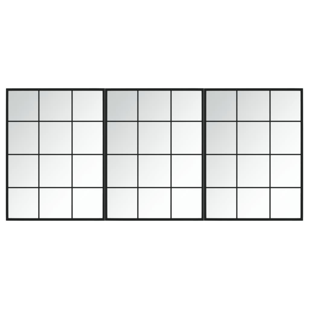 Espejos de pared Vidaxl 3 ST 80X60 CM METAL NEGRO