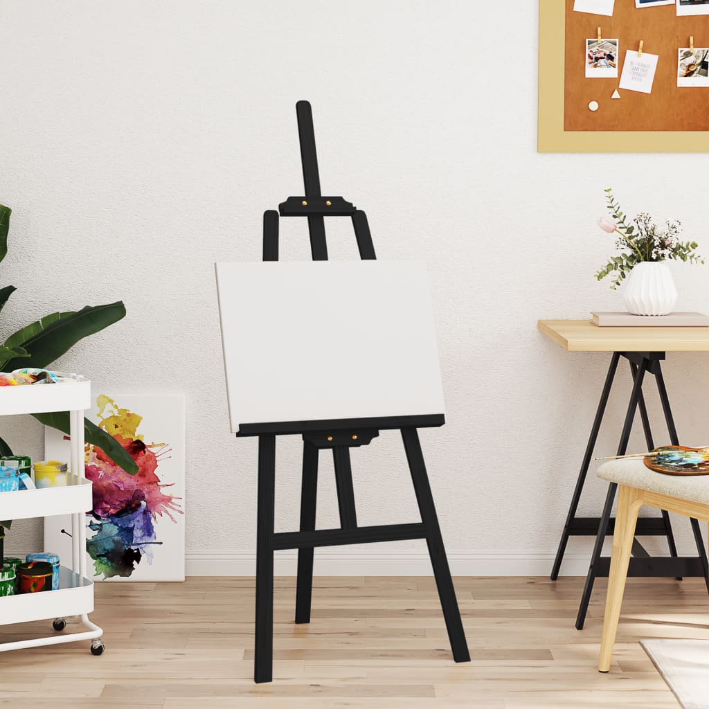 VIDAXL EASEL 53.5x95x127 cm Pino solido nero