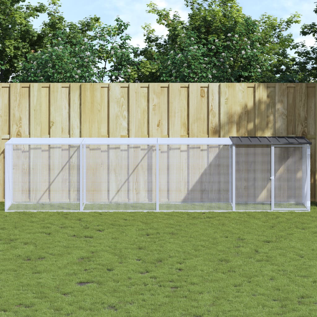 Vidaxl Chicken Coop con techo 403x98x90 cm de acero galvanizado antracita