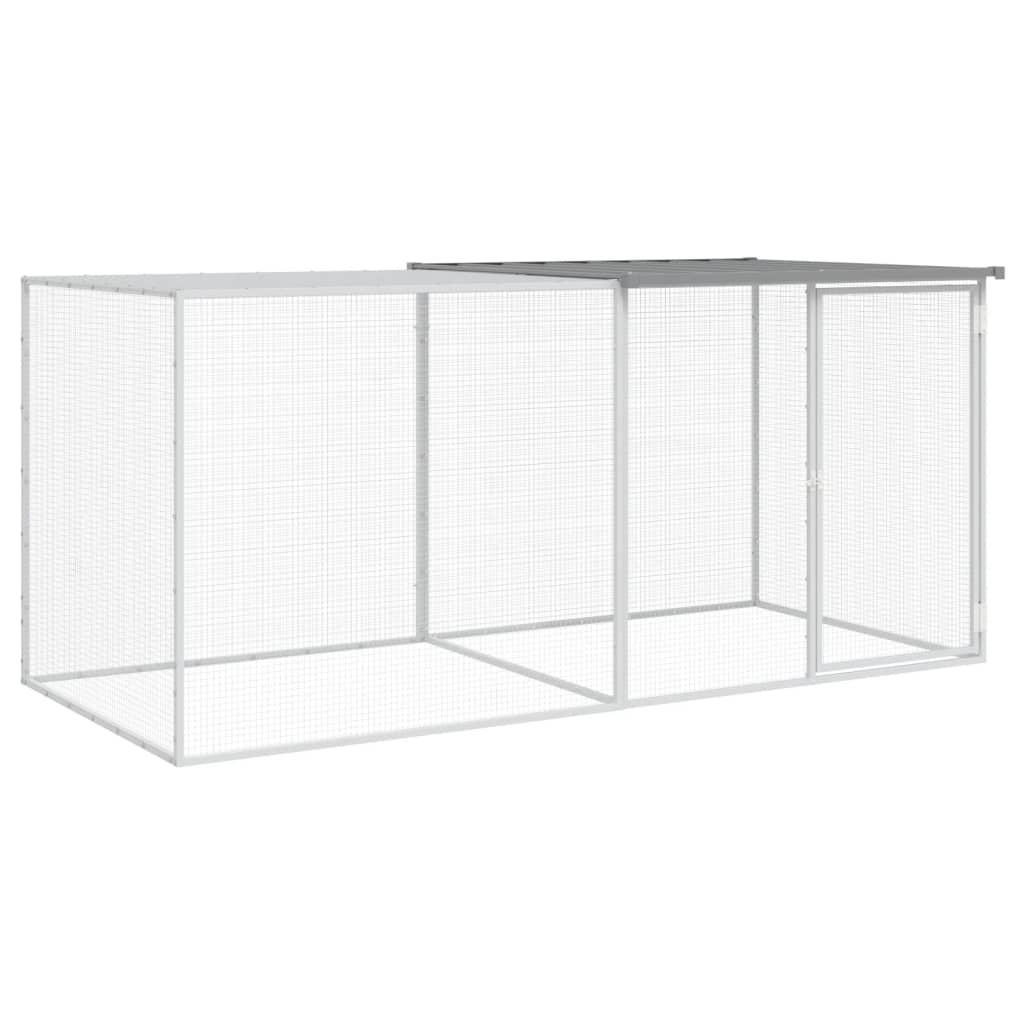 Vidaxl Chicken Coop con techo de 203x98x90 cm de acero galvanizado gris claro