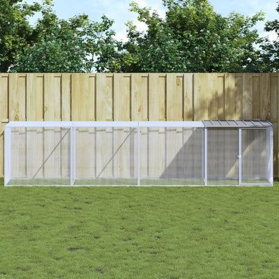 Vidaxl kippenhok met dak 403x98x90 cm gegalvaniseerd staal lichtgrijs