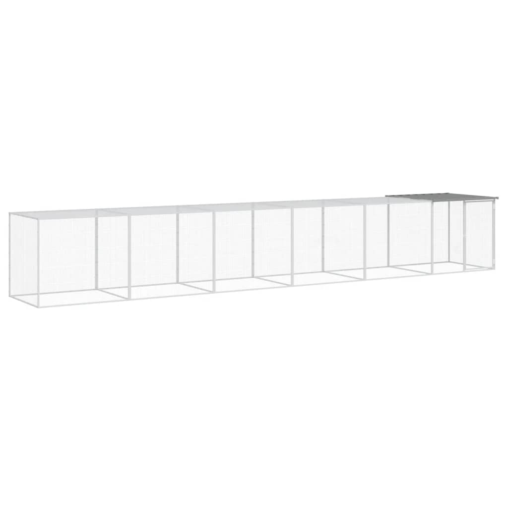 Vidaxl Chicken Coop con techo 603x98x90 cm de acero galvanizado gris claro