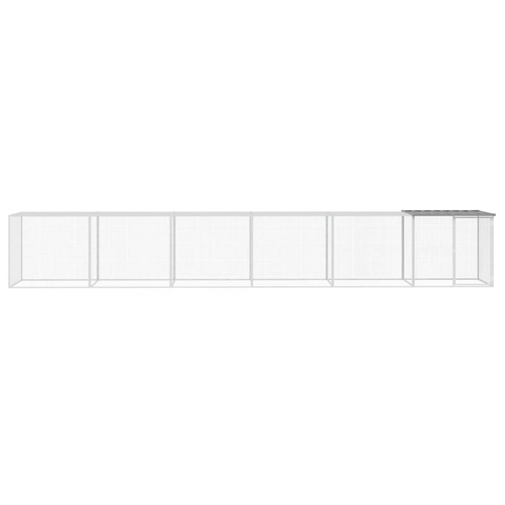Vidaxl Chicken Coop con techo 603x98x90 cm de acero galvanizado gris claro