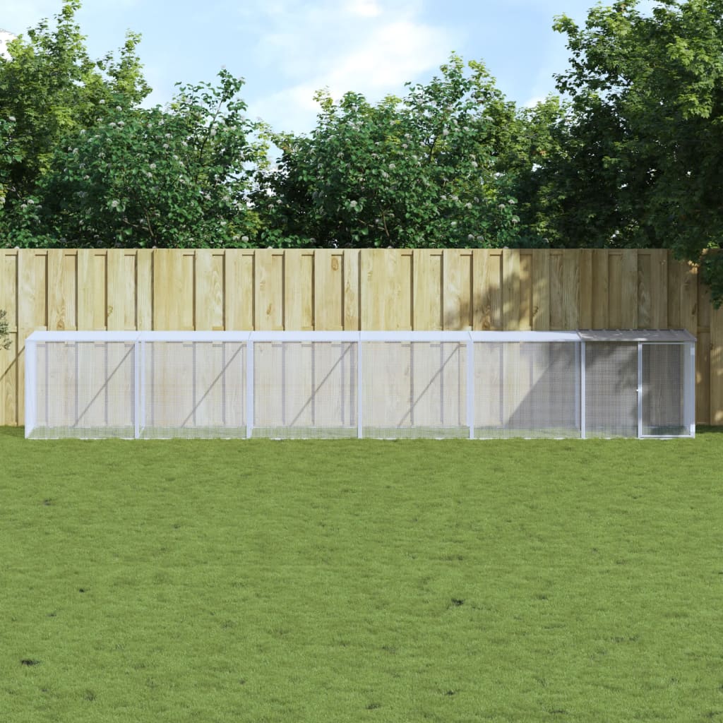 Vidaxl Chicken Coop con techo 603x98x90 cm de acero galvanizado gris claro