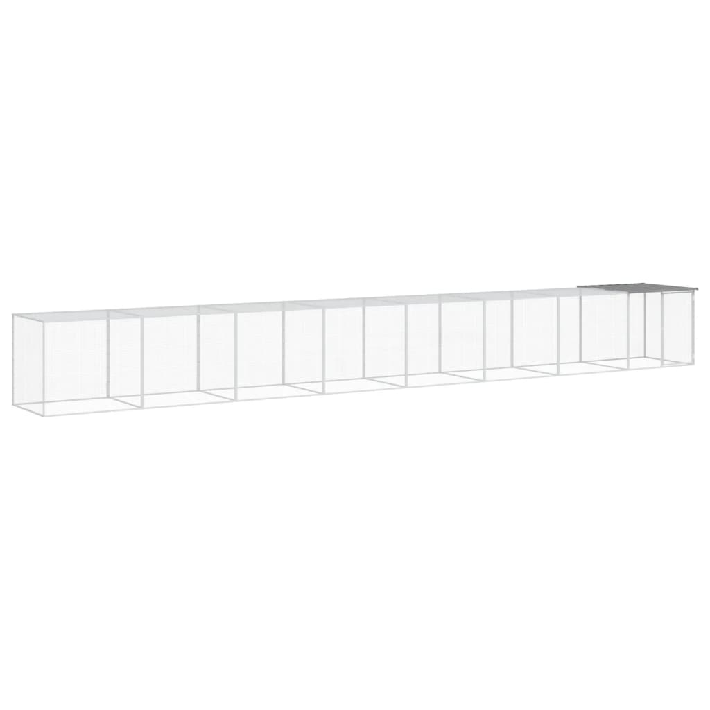 Vidaxl Chicken Coop con techo 803x98x90 cm de acero galvanizado gris claro