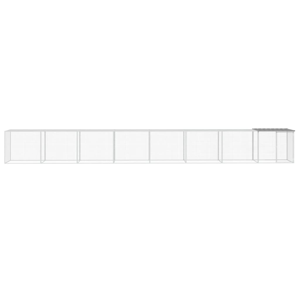 Vidaxl Chicken Coop con techo 803x98x90 cm de acero galvanizado gris claro