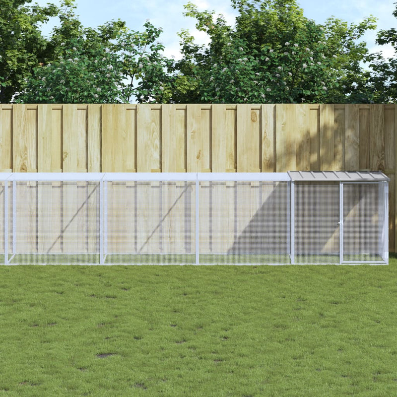 Vidaxl Chicken Coop con techo 803x98x90 cm de acero galvanizado gris claro
