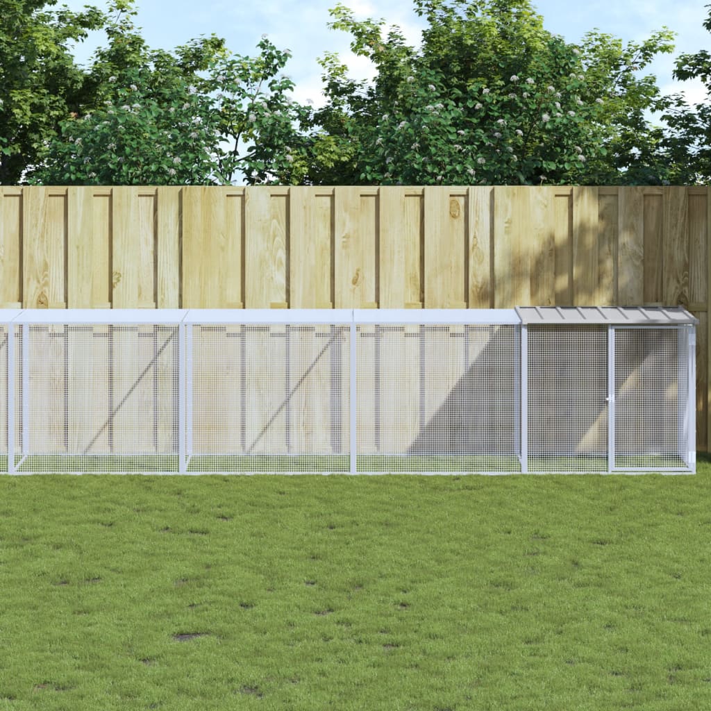 Vidaxl Chicken Coop con techo 1003x98x90 cm de acero galvanizado gris claro