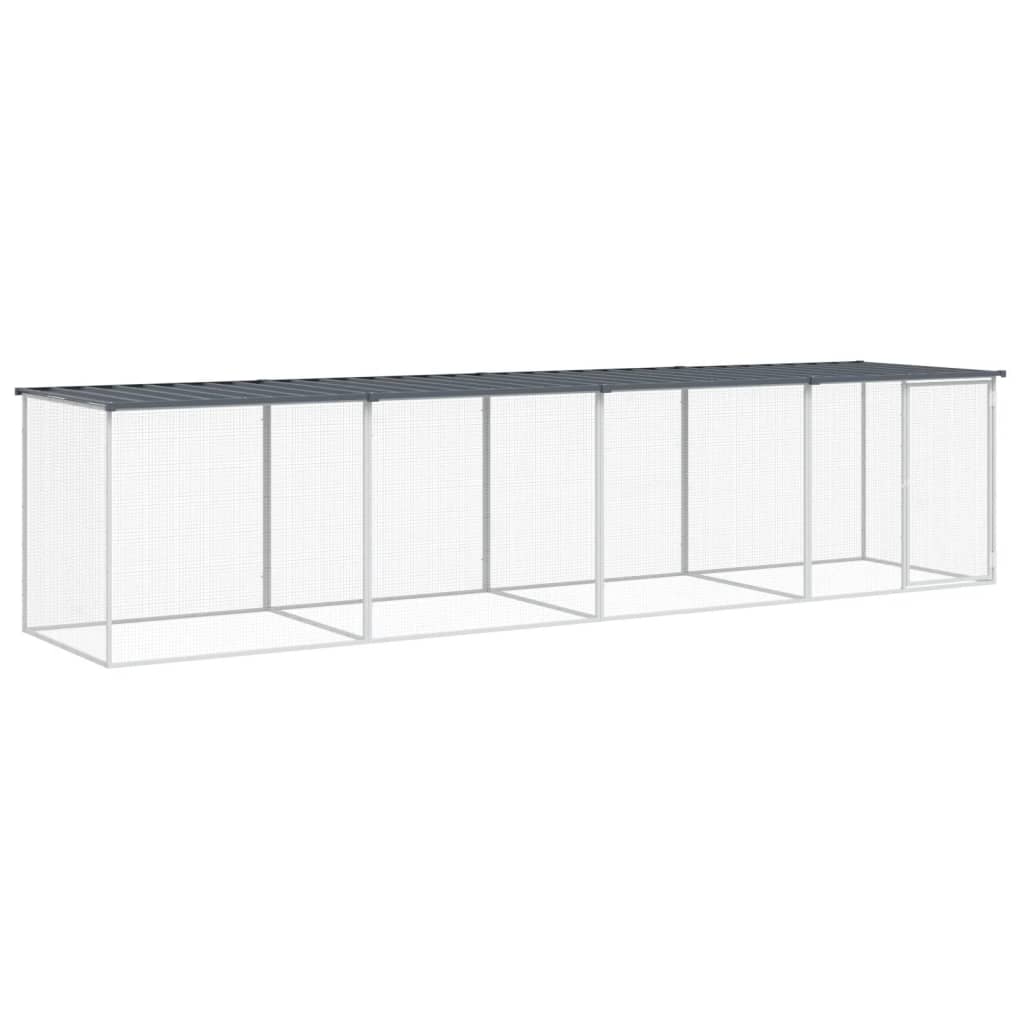 Vidaxl Chicken Coop con techo 403x98x90 cm de acero galvanizado antracita