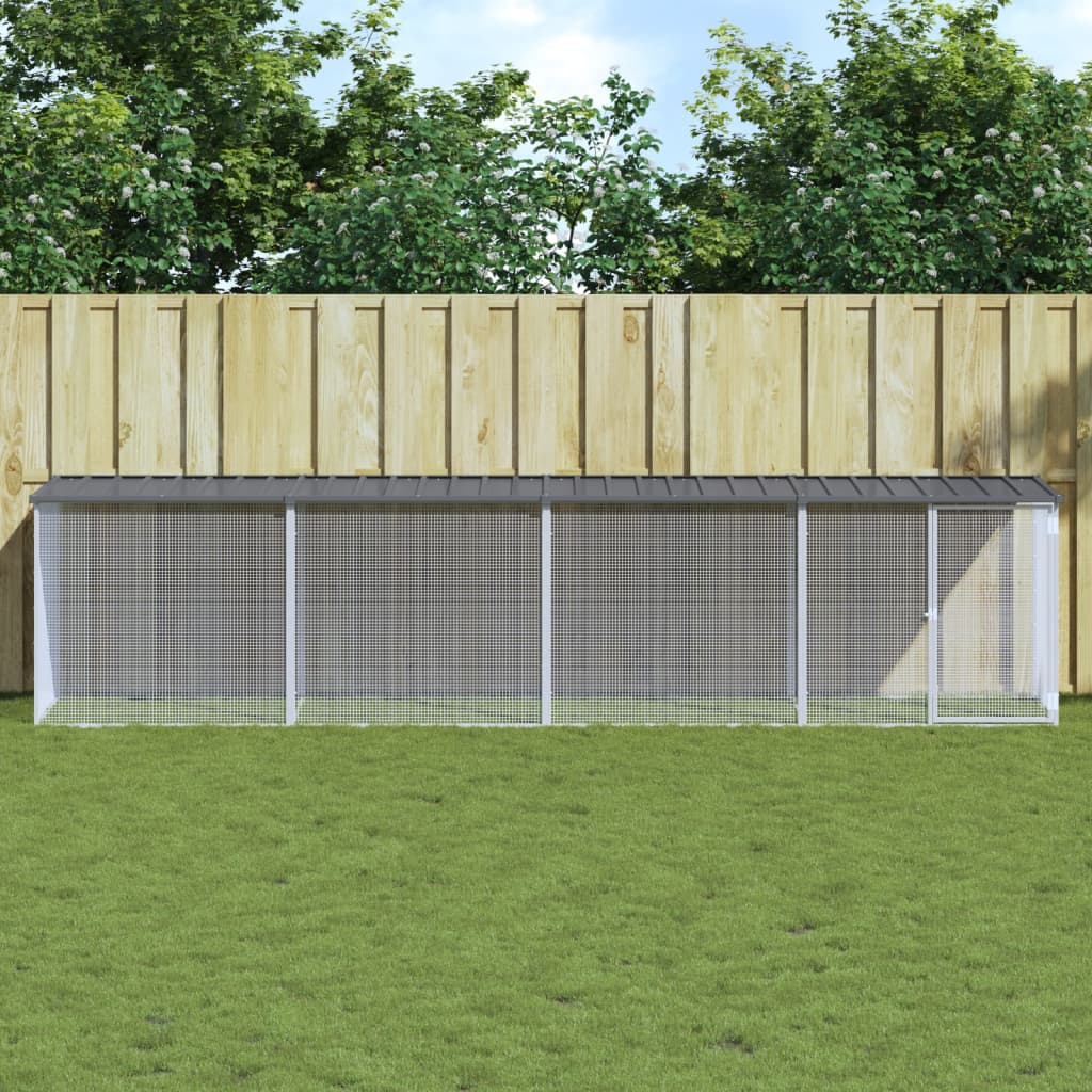 Vidaxl Chicken Coop con techo 403x98x90 cm de acero galvanizado antracita