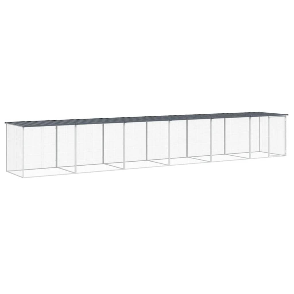 Vidaxl Chicken Coop con techo 603x98x90 cm de acero galvanizado antracita