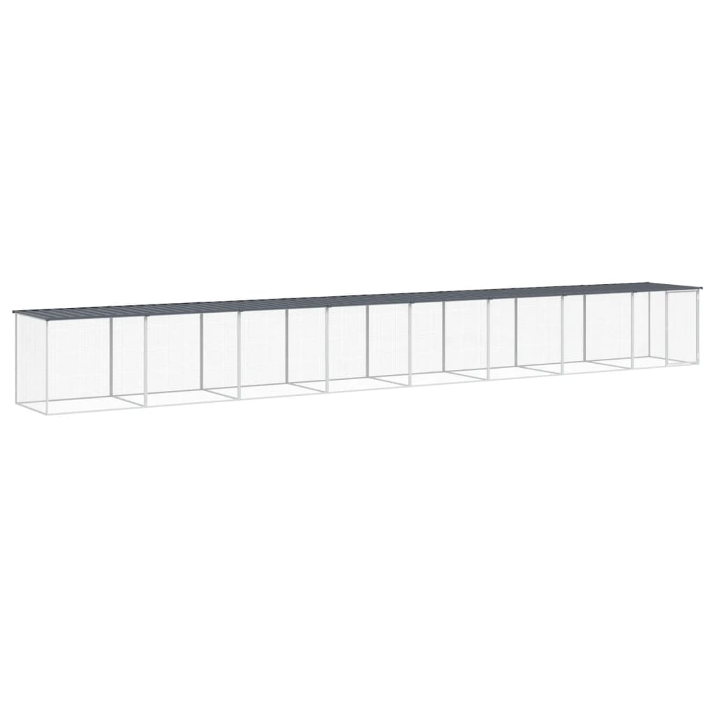 Vidaxl Chicken Coop con techo 803x98x90 cm de acero galvanizado antracita