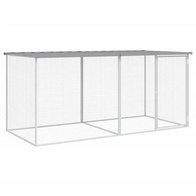 Vidaxl Chicken Coop con techo de 203x98x90 cm de acero galvanizado gris claro