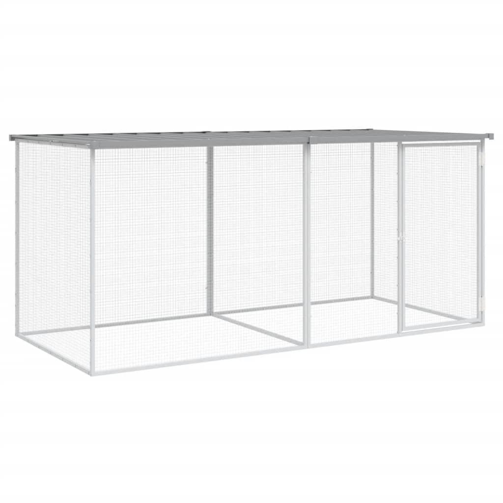 Vidaxl Chicken Coop con techo de 203x98x90 cm de acero galvanizado gris claro