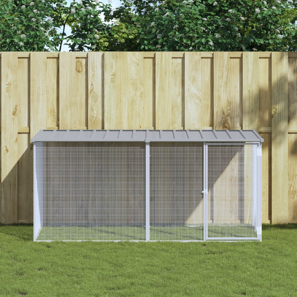 Vidaxl Chicken Coop con techo de 203x98x90 cm de acero galvanizado gris claro