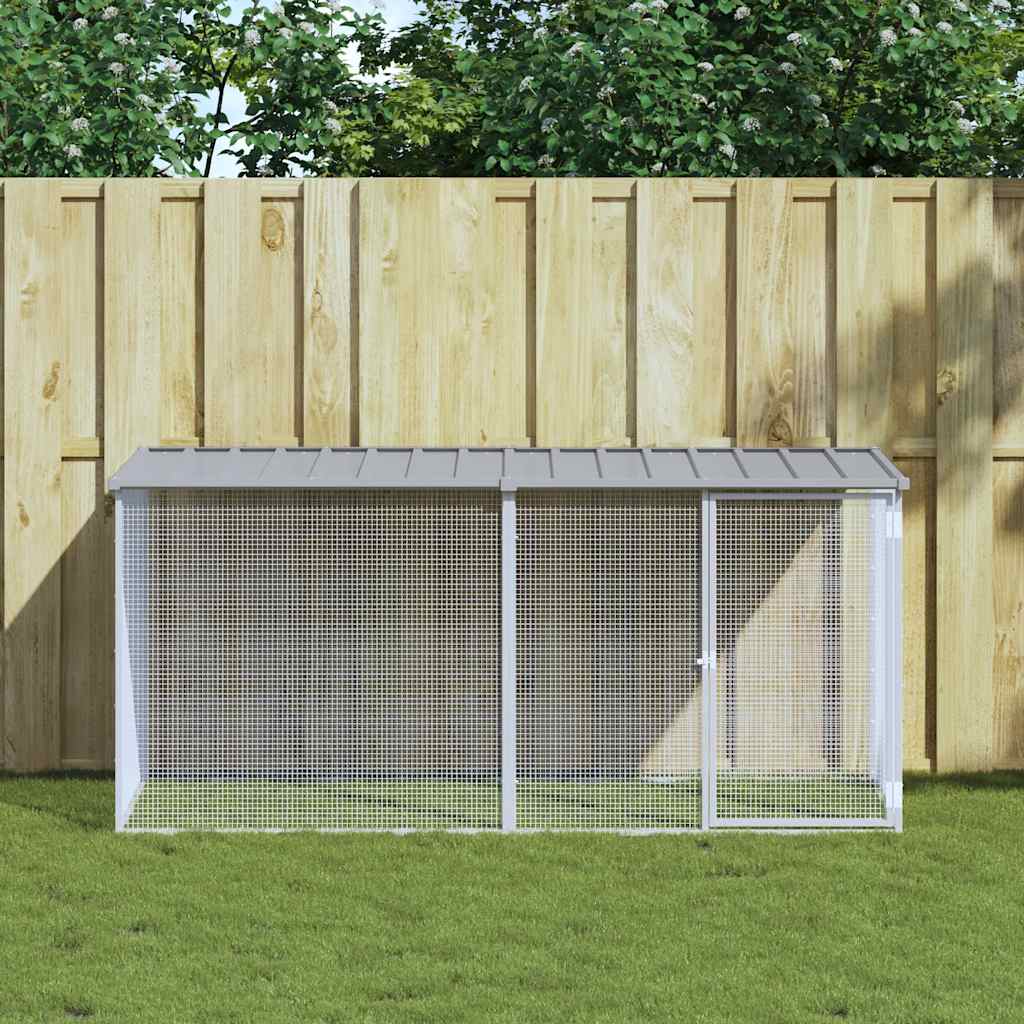 Vidaxl Chicken Coop con techo de 203x98x90 cm de acero galvanizado gris claro