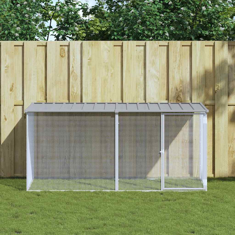 Vidaxl Chicken Coop con techo de 203x98x90 cm de acero galvanizado gris claro