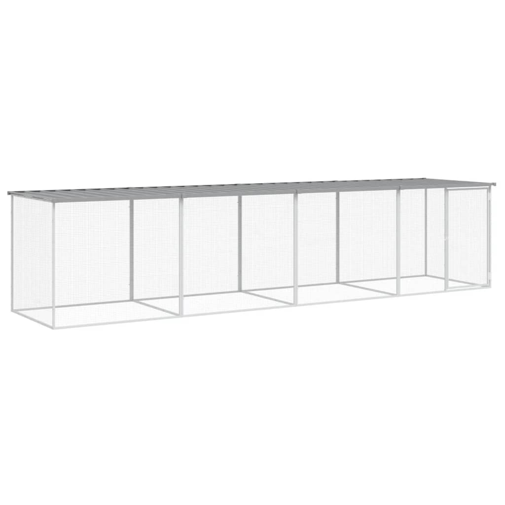 Vidaxl Chicken Coop con techo 403x98x90 cm de acero galvanizado gris claro