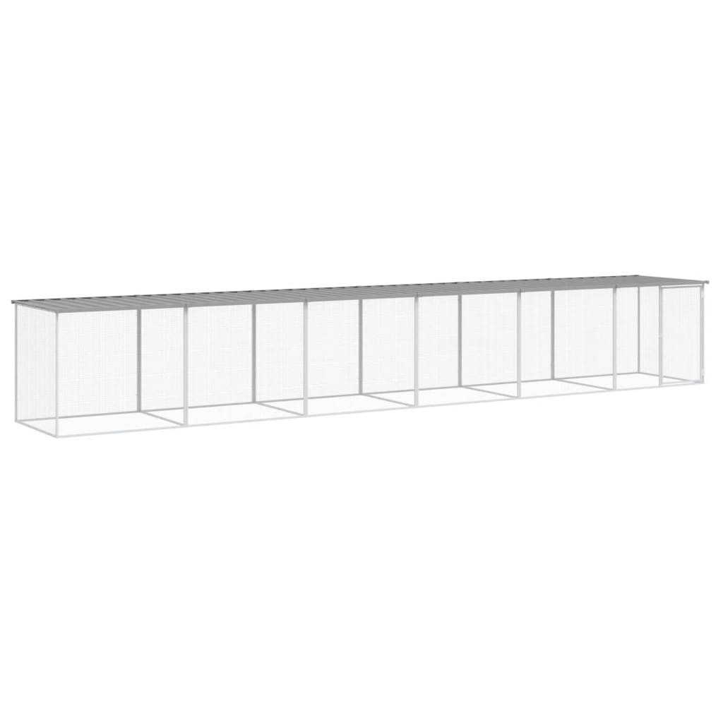Vidaxl Chicken Coop con techo 603x98x90 cm de acero galvanizado gris claro