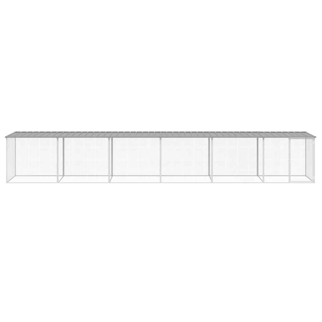 Vidaxl Chicken Coop con techo 603x98x90 cm de acero galvanizado gris claro