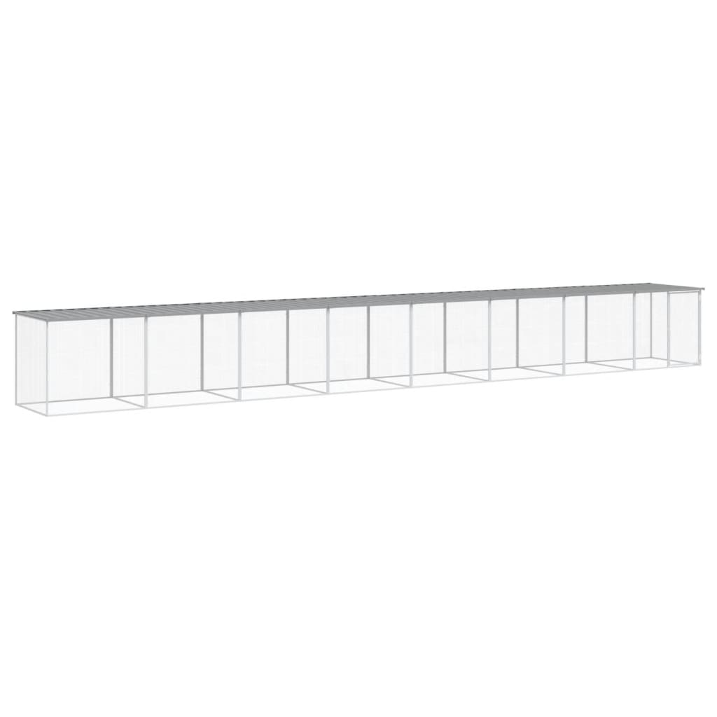 Vidaxl Chicken Coop con techo 803x98x90 cm de acero galvanizado gris claro