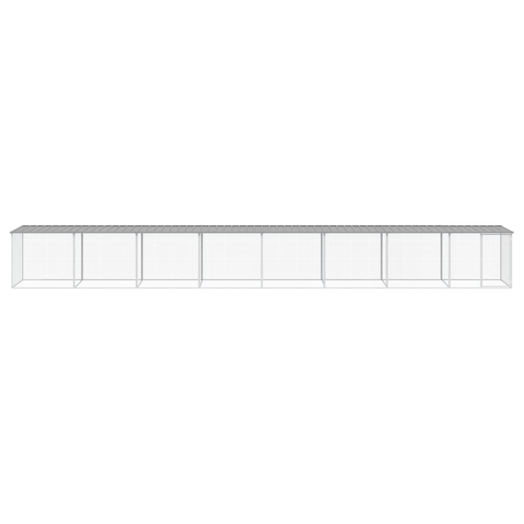 Vidaxl Chicken Coop con techo 803x98x90 cm de acero galvanizado gris claro