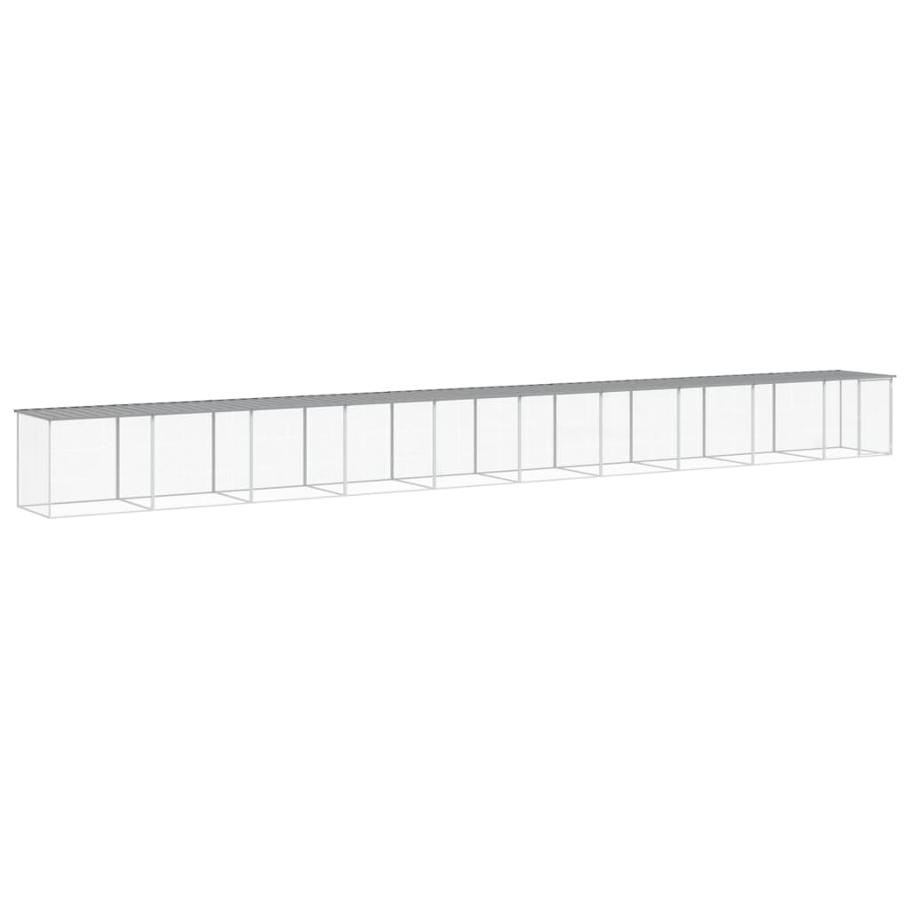 Vidaxl Chicken Coop con techo 1003x98x90 cm de acero galvanizado gris claro