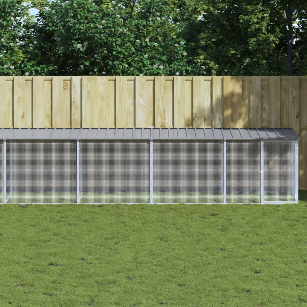 Vidaxl Chicken Coop con techo 1003x98x90 cm de acero galvanizado gris claro