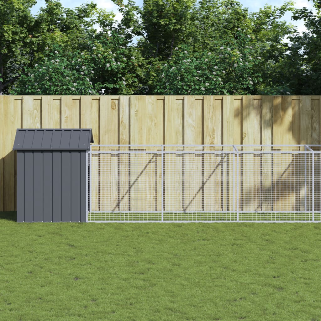 Vidaxl Dog Loft con techo 117x1017x123 cm de acero antracita