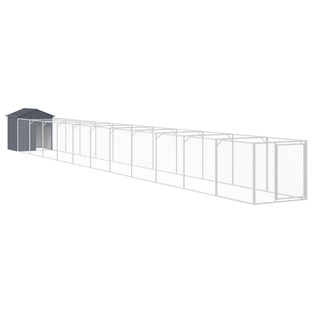 Loft per cani Vidaxl con tetto 117x1221x123 cm in acciaio antracite -colorato