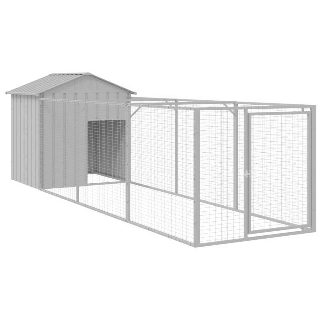 Loft per cani Vidaxl con tetto 117x405x123 cm grigio chiaro in acciaio