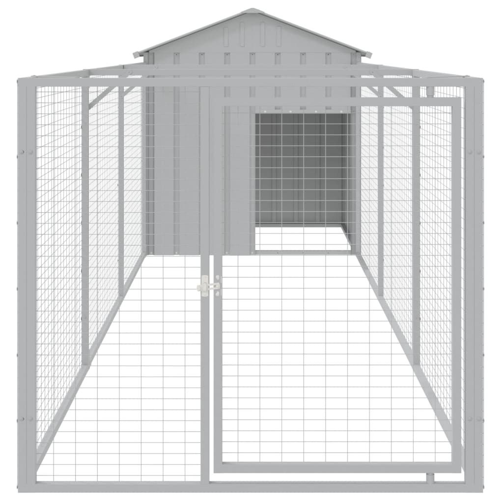 Loft per cani Vidaxl con tetto 117x405x123 cm grigio chiaro in acciaio