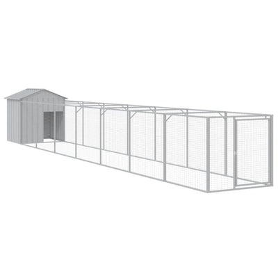 Loft per cani Vidaxl con tetto 117x813x123 cm grigio chiaro in acciaio