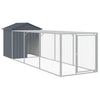 Vidaxl Chicken Coop con Run 117x405x123 cm Antracite in acciaio zincato