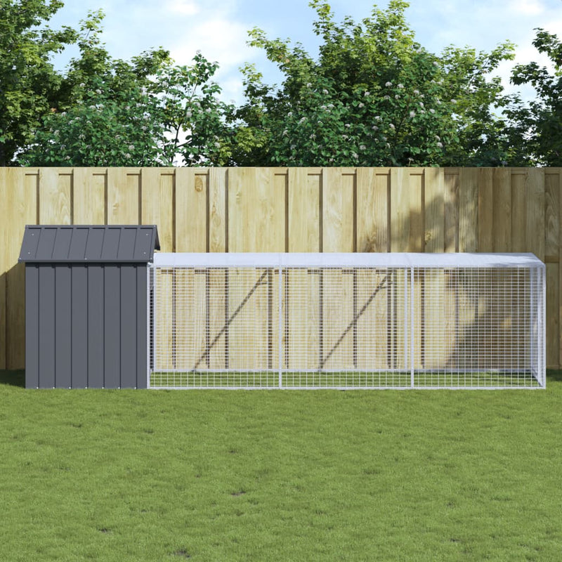 Vidaxl Chicken Coop con Run 117x405x123 cm de acero galvanizado antracita