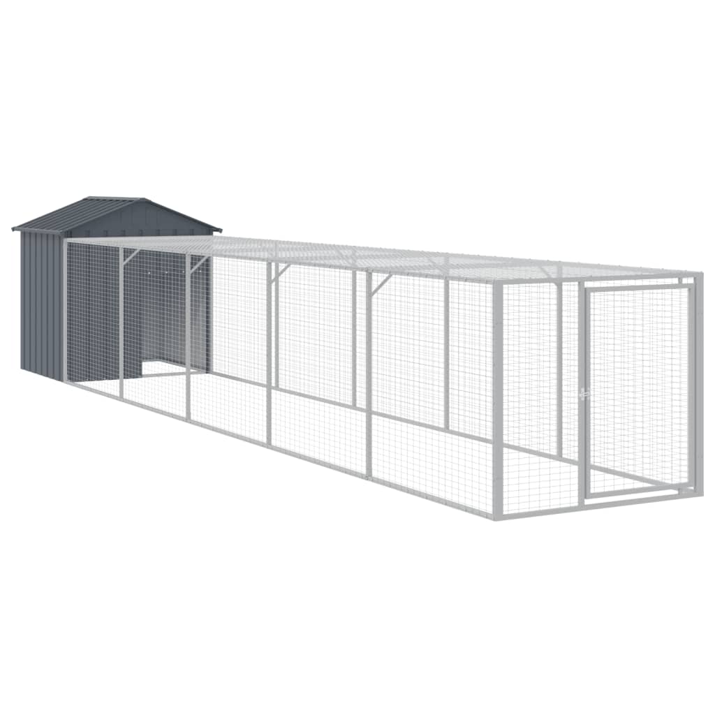 Vidaxl Chicken Coop con Run 117x609x123 cm Antracite in acciaio zincato