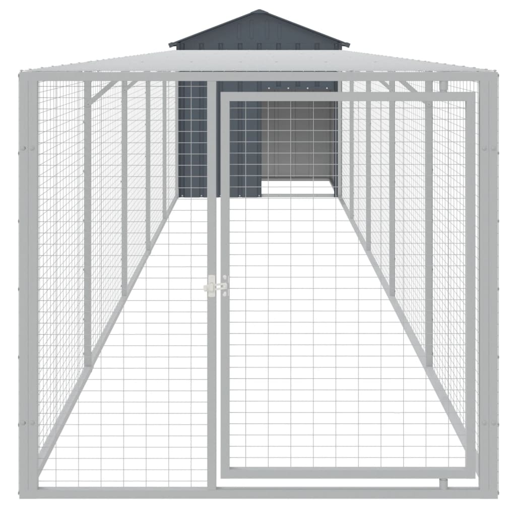 Vidaxl Chicken Coop con Run 117x609x123 cm Antracite in acciaio zincato