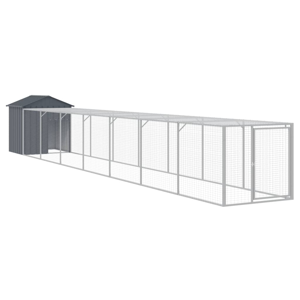 Vidaxl Chicken Coop with Run 117x813x123 cm de acero galvanizado antracita
