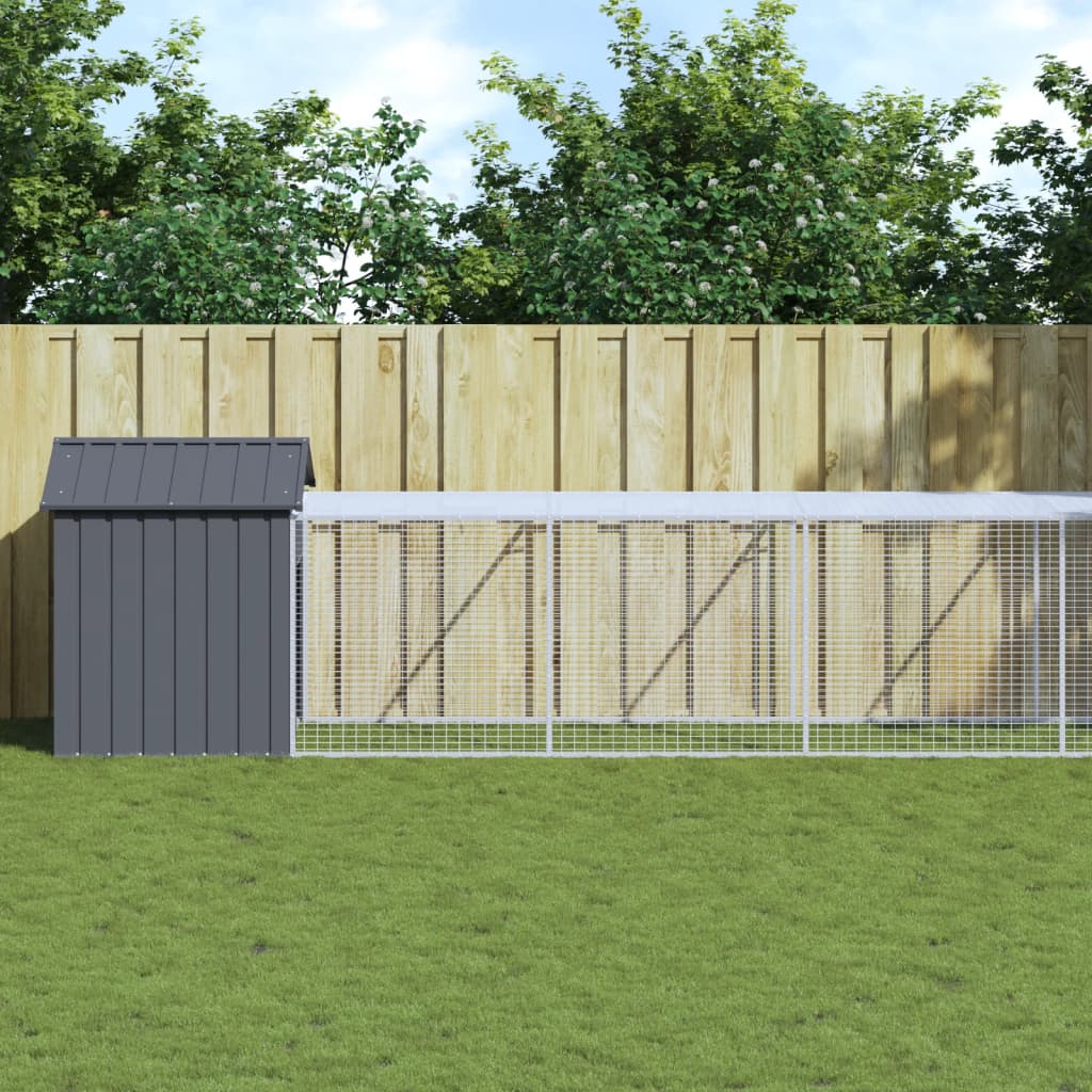 Vidaxl Chicken Coop con Run 117x1017x123 cm de acero antracita