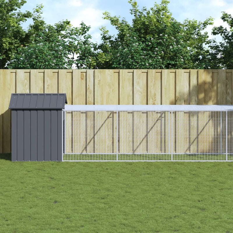 Vidaxl Chicken Coop con Run 117x1017x123 cm de acero antracita