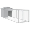 Vidaxl Chicken Coop con Run 117x405x123 cm in acciaio grigio chiaro