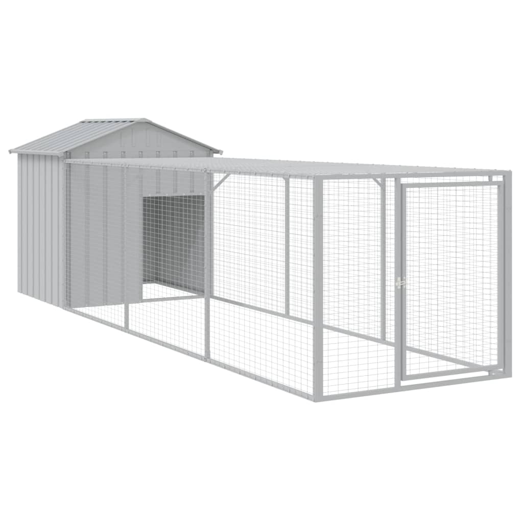 Vidaxl Chicken Coop con Run 117x405x123 cm in acciaio grigio chiaro