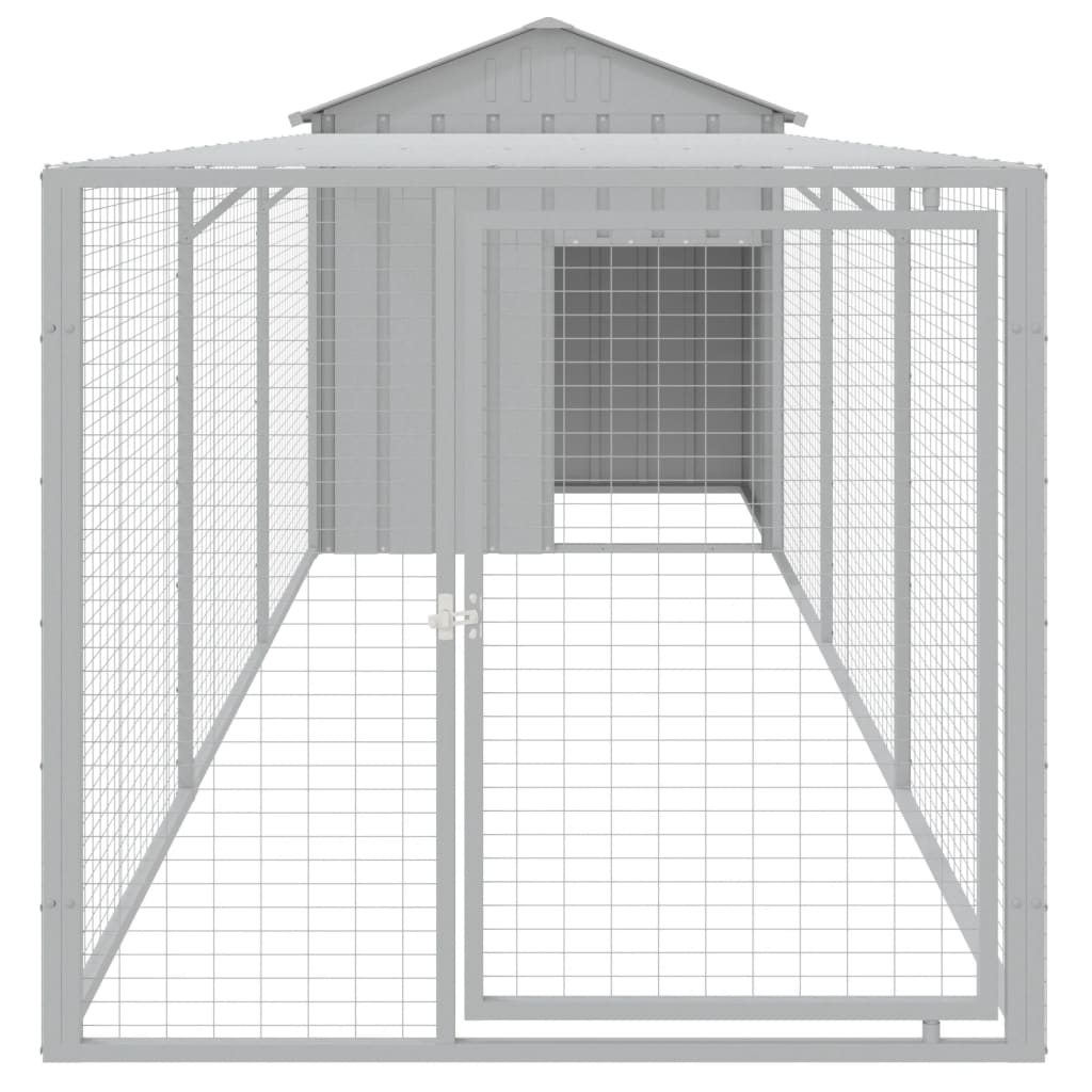 Vidaxl Chicken Coop con Run 117x405x123 cm in acciaio grigio chiaro