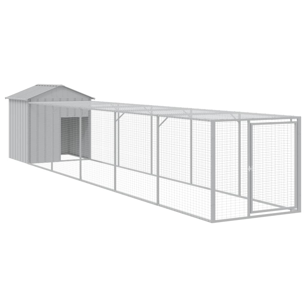 Vidaxl Chicken Coop with Run 117x609x123 cm de acero gris claro